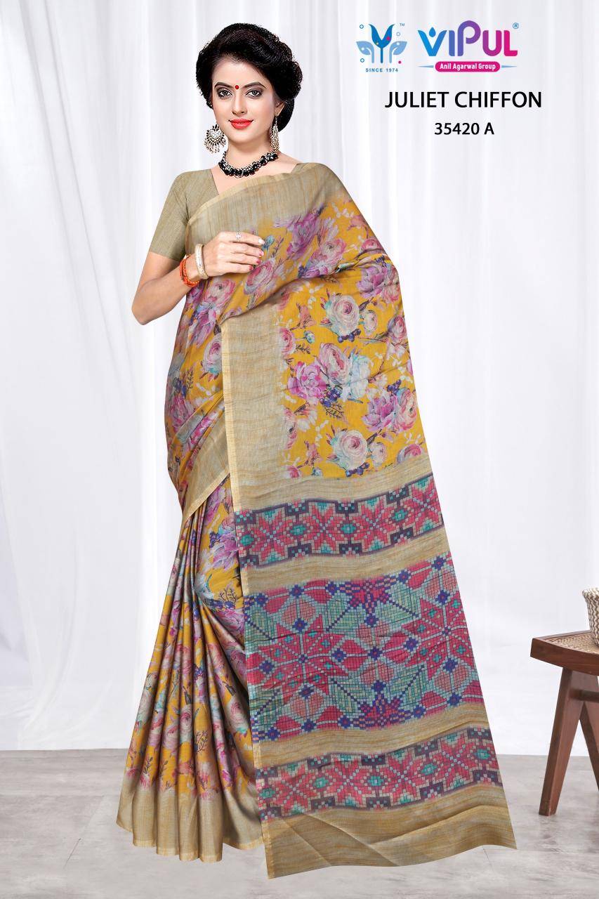 Vipul juliet chiffon d.no 35420 Bulk saree suppliers in Hyderabad